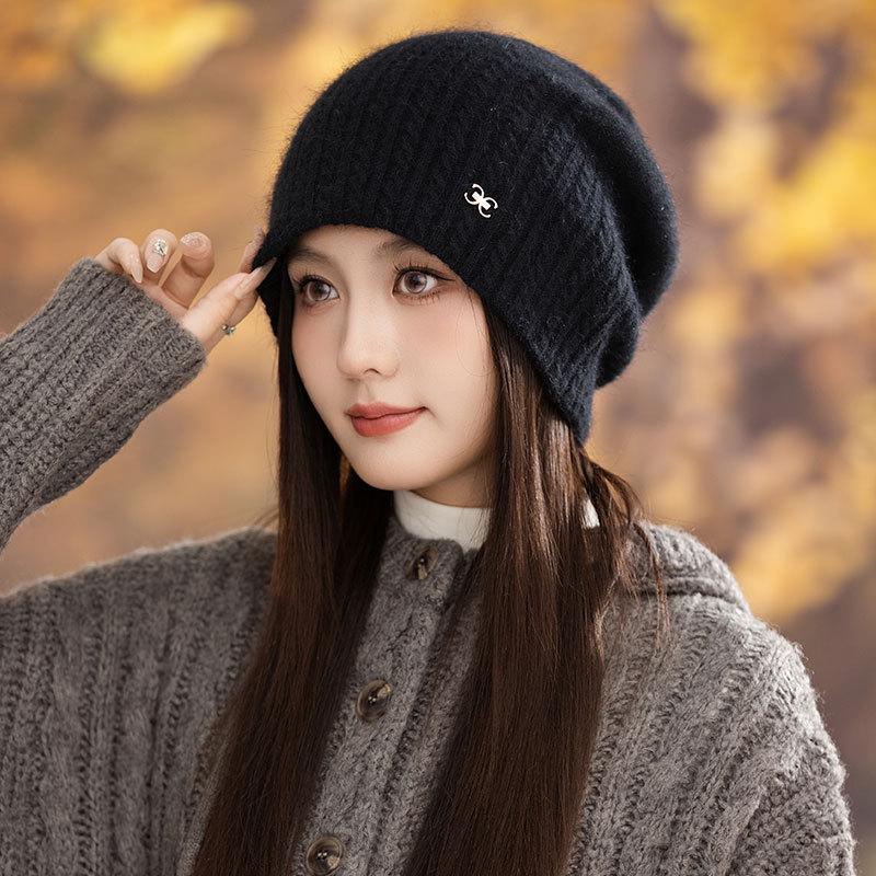 Knitted Thermal Hat Autumn and Winter Rabbit Fur Blended Women's Pullover Stacking Hat