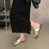 Korean Version of Retro Toe Slippers Women's Summer Wear 2025 New Niche Flat-bottomed Soft-soled Beach Sandals