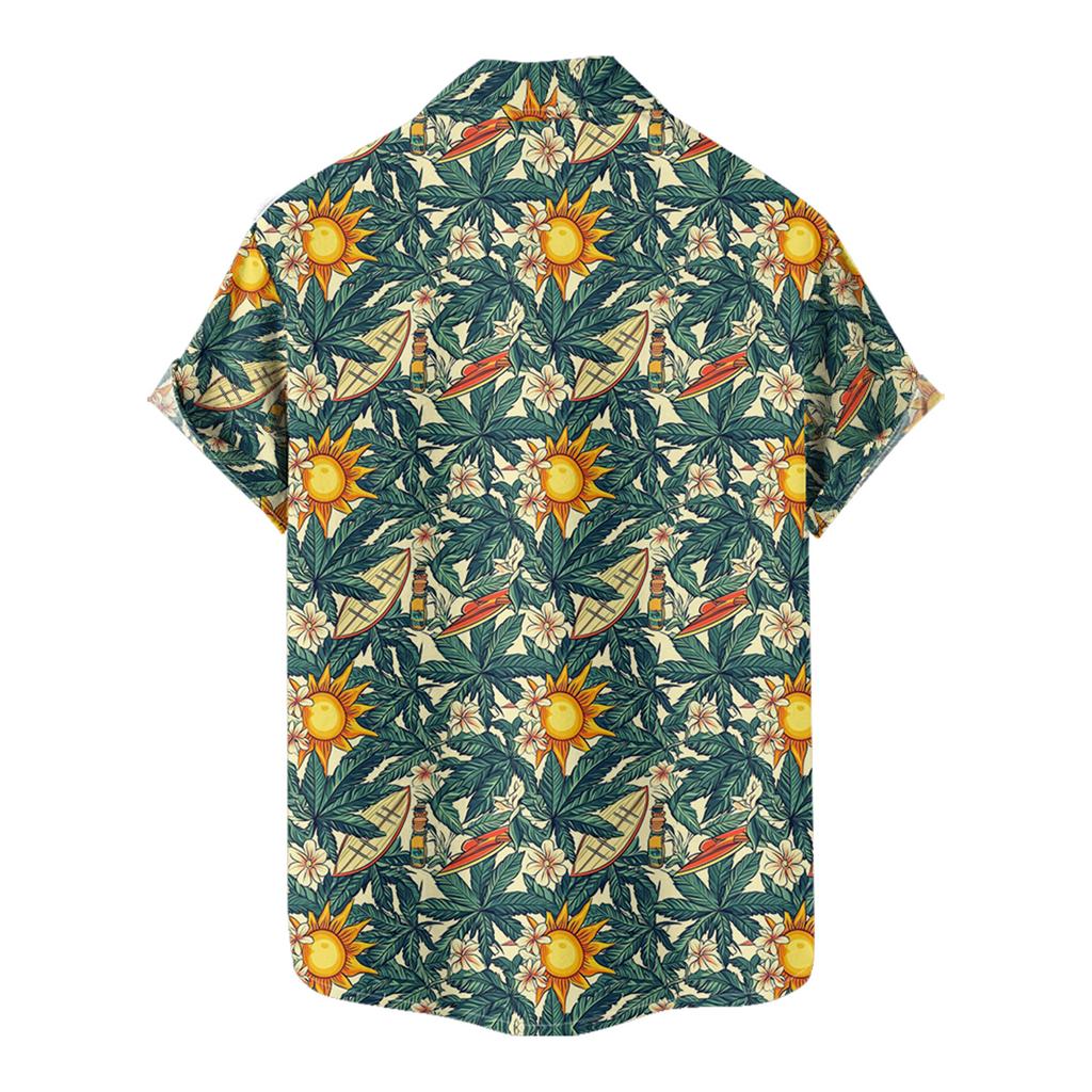 Summer Hawaiian Style Multi-color Printed Cardigan Men's Short Sleeved Shirts