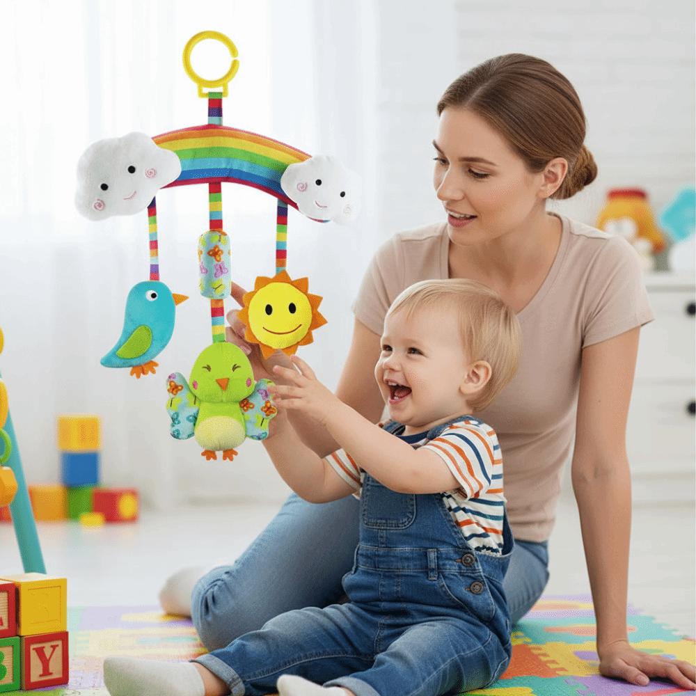 Soft Sensory Rattles Baby Toys Plush Animal Stroller Hanging Toy Infant Activity Center  Toddler