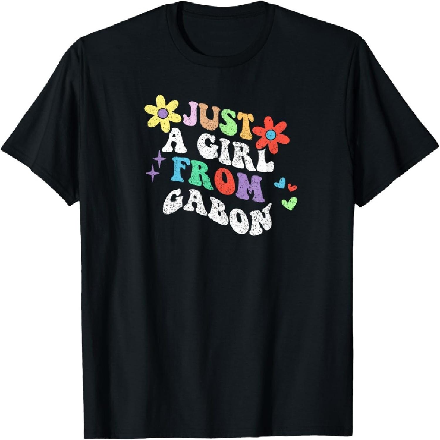 Retro Groovy Just A Girl From Gabon Funny Mother s Day 2023 T-Shirt S