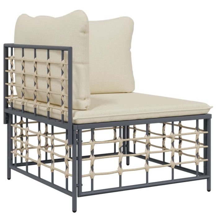 VidaXL Salon de jardin 4 pcs avec coussins anthracite résine tressée, ensemble de salon, ensemble de salon d'extérieur, 3186746