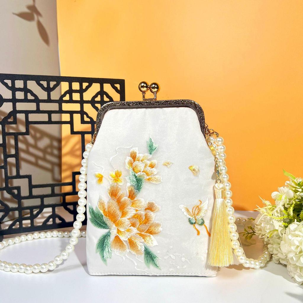 Ancient Style Single Shoulder Crossbody Cheongsam Bag with Embroidery Clasp Handbag