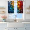 2pcs Colored Glass Printed Curtain for Home Decor - Rod Pocket Window Treatment for Bedroom   Office   Kitchen   Living Room