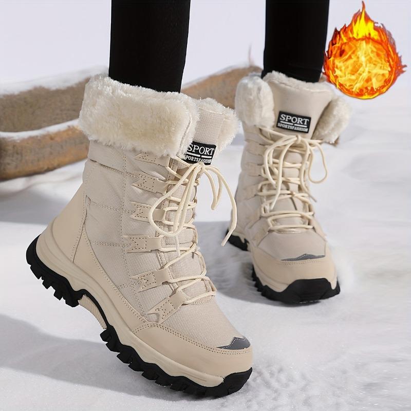 Women's Mid-Calf Boots Northern Winter Boots with Fleece Lining and Thick Sole for Warmth