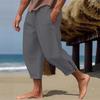 2025 Men's Casual Summer Cotton Linen Drawstring Capri Pants