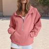 Women's Fashion Solid Color Pullover Casual Loose Button Sweatshirt