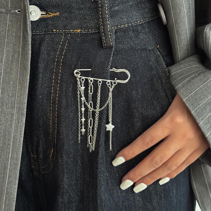 Spille Multifunzionali con Perline e Nappe Spilla a Catena di Perline Fatta a Mano Fissaggio per Pantaloni Accessori Semplici per Vestiti Gioielli Regalo