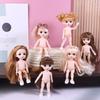 1 Set Nude Doll 3D Simulation Eyes 13 Joint Black Long Hair 1/8 17Cm Doll Plastic Doll Head Toys With Gold Brown Hair Kids Gift