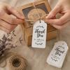 Decorative Tags for Wedding Stationery 100Pcs Paper Thank You with String, Rectangular Gift Tags, Pre-Punched Vintage Style Labels Packaging