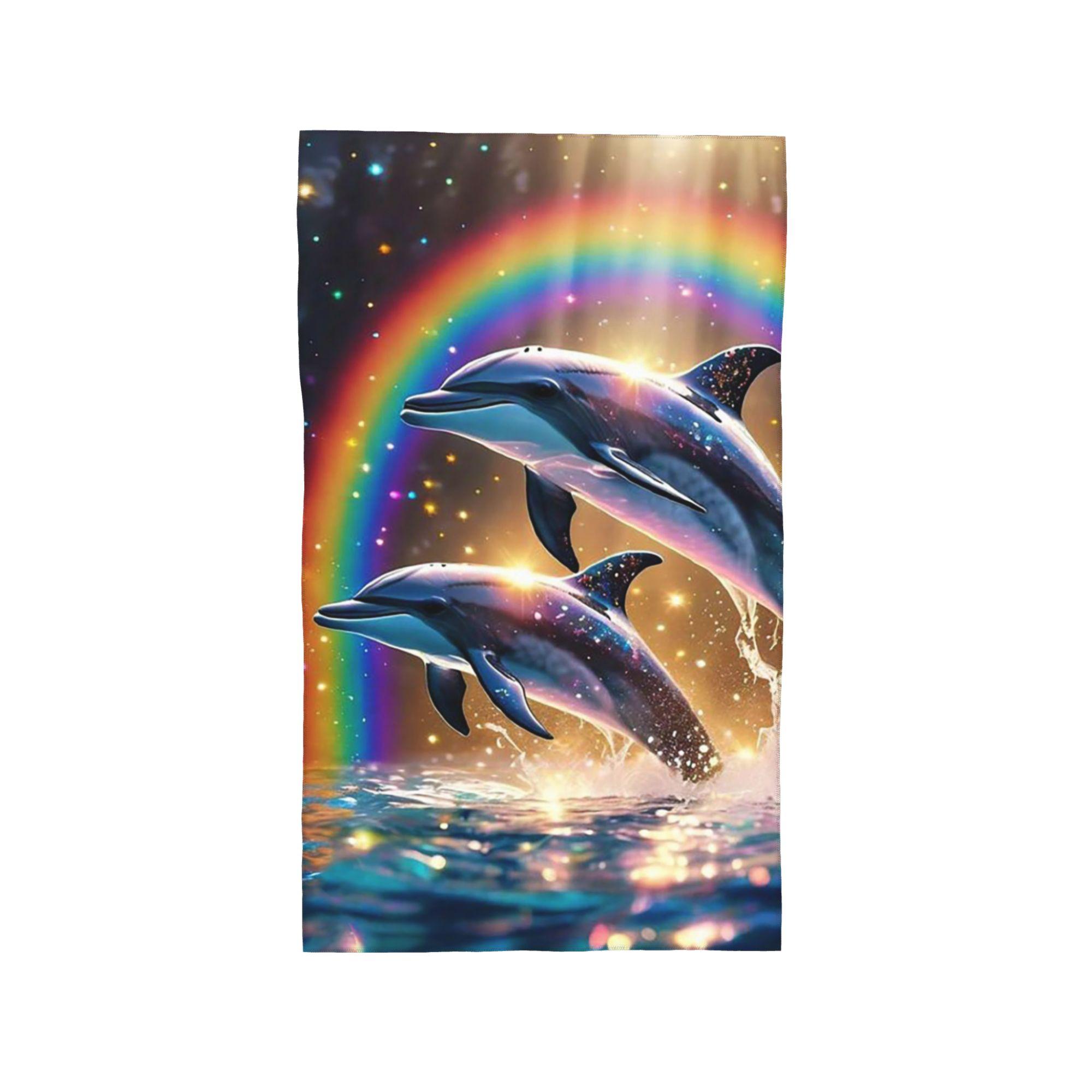 

Sunset Dolphins Dancers Sea Creature Dolphin Soft Face Towel Quick Dry Pool Bath Cotton Towels Breathable W30*H60(CM)