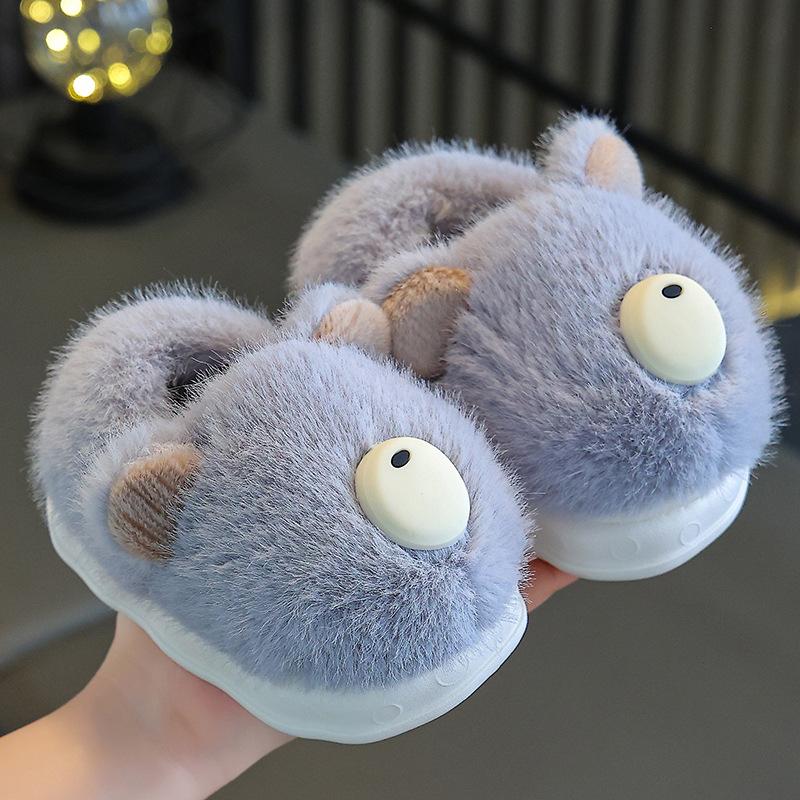 

Зимние детские хлопковые тапочки, домашняя теплая обувь и хлопковая обувь 20-21 серый
