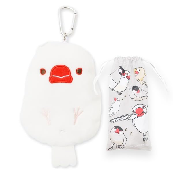 

White Sparrow Pass Pouch with Limited Mini Drawstring Bird Birthday Pass Pouch Reel, Bag, Present, [Exceed Japan] [Kotori Smile]
