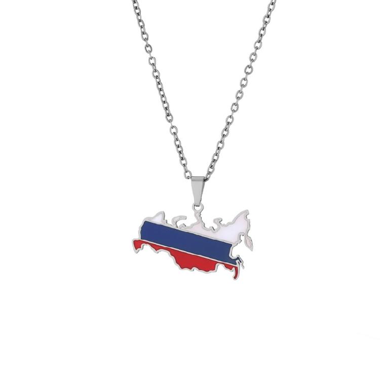 Russia Flag Chain Necklaces National Map Pendant Choker Country Jewelry