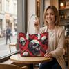 Gothic Skull Pattern Tote Bag Fashion Street Style Shoulder Bag Cool Daily Use Shopping Handbag