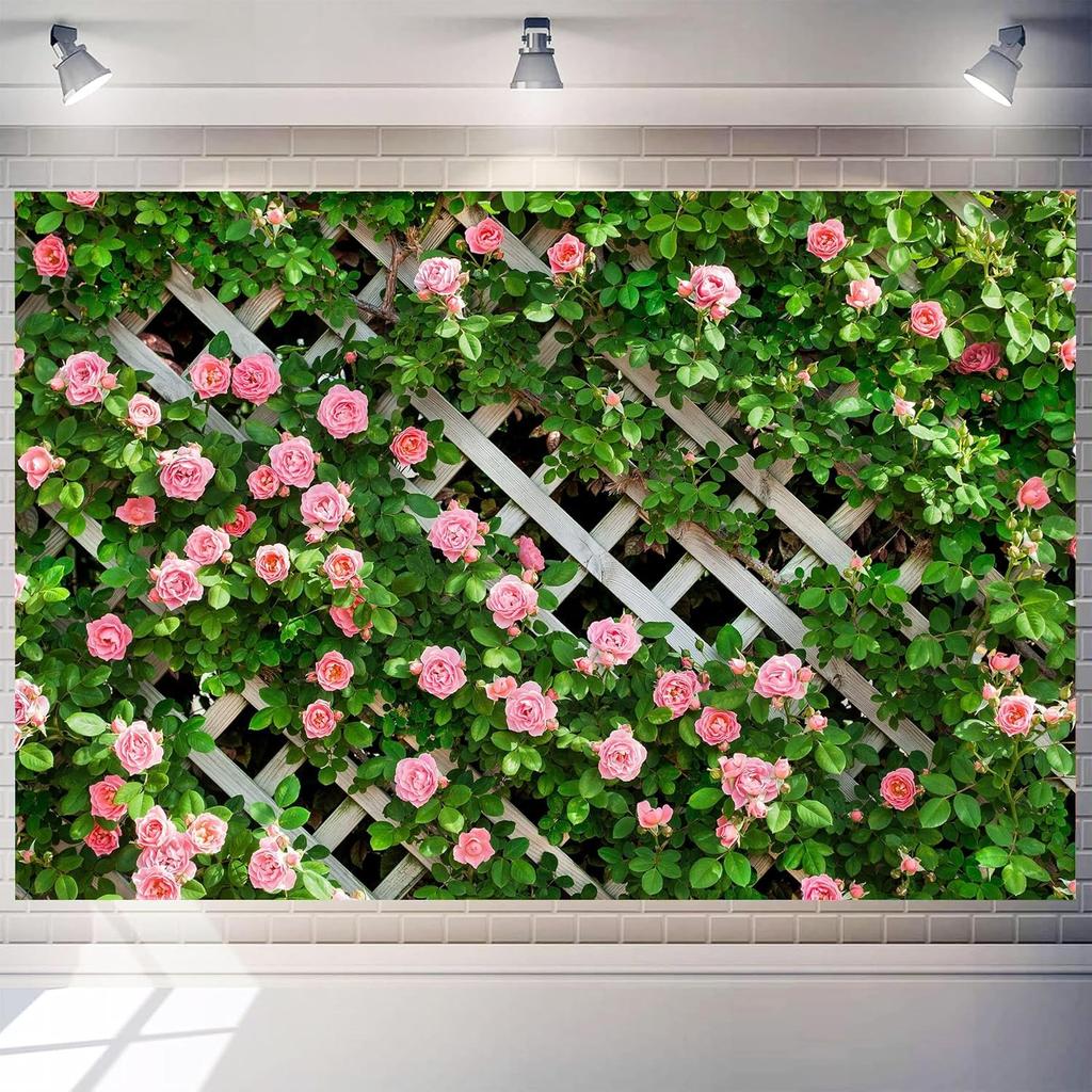 Spring Flowers Photography Backdrops Green Leaf Fence Wedding Bridal Baby Shower Birthday Photo Studio Background Props Decor