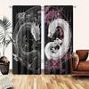 Polyestergardin 2 st Polyesterfiltergardin HD Digitalt Svartvitt Drakmönster för Hemdekoration