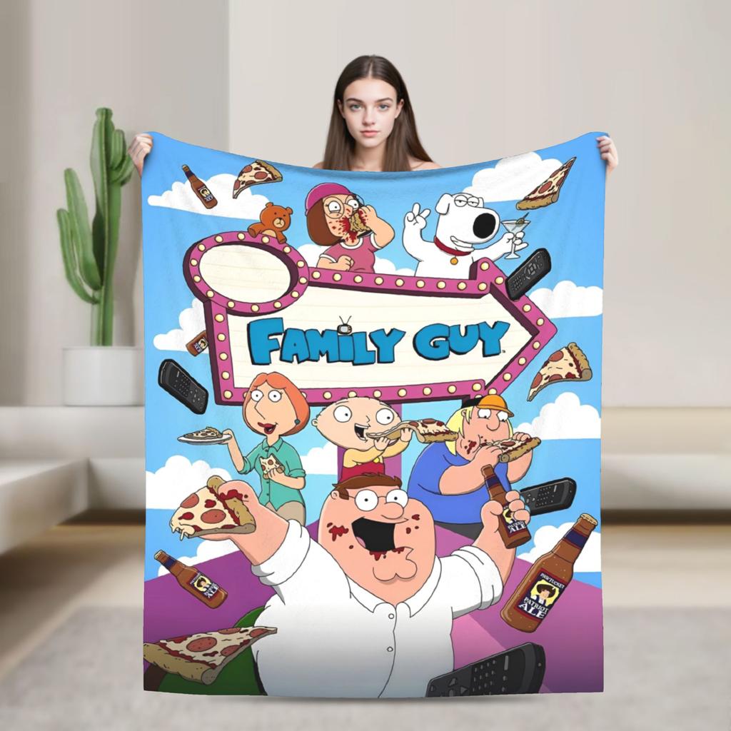 Families Cartoon Peter Griffin Guys Flannel Throw Fashion Blanket Funny TV for Bed Knitted Fashion Blanket Car Super Soft Multifunction