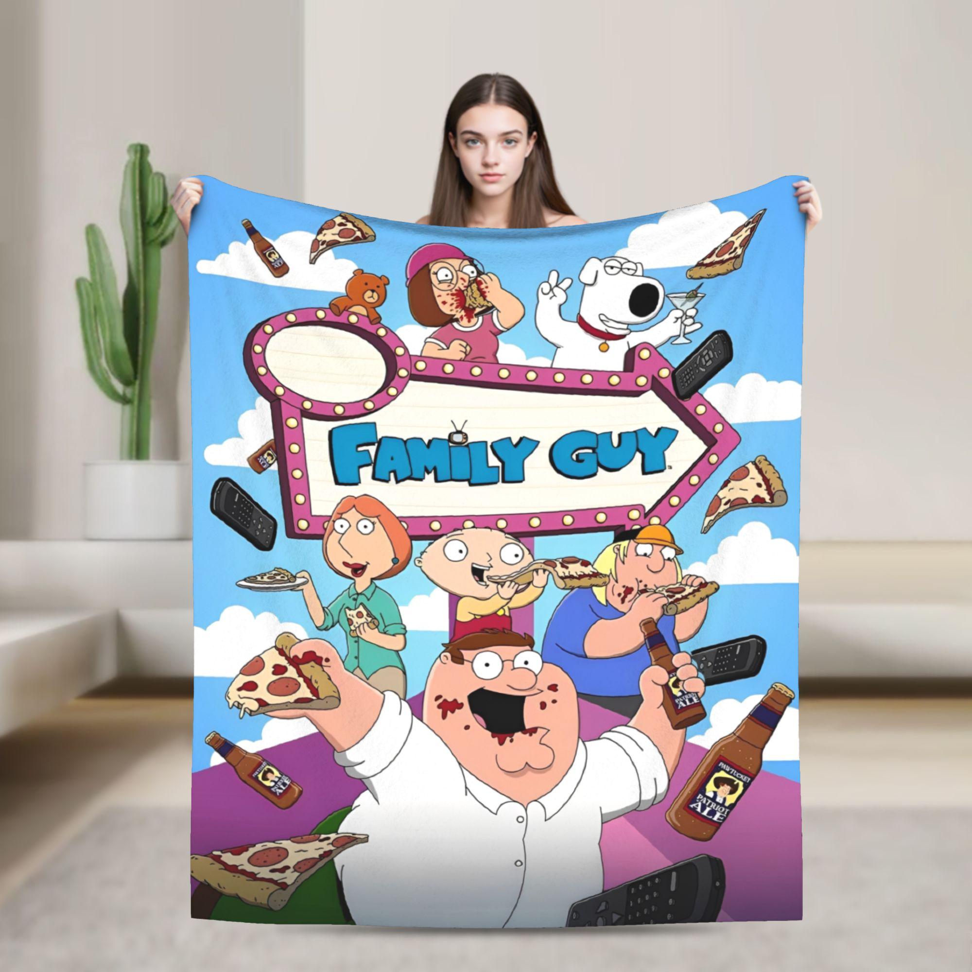 

Families Cartoon Peter Griffin Guys Flannel Throw Blanket Funny TV for Bed Knitted Blanket Car Super Soft Multifunction 80x60in