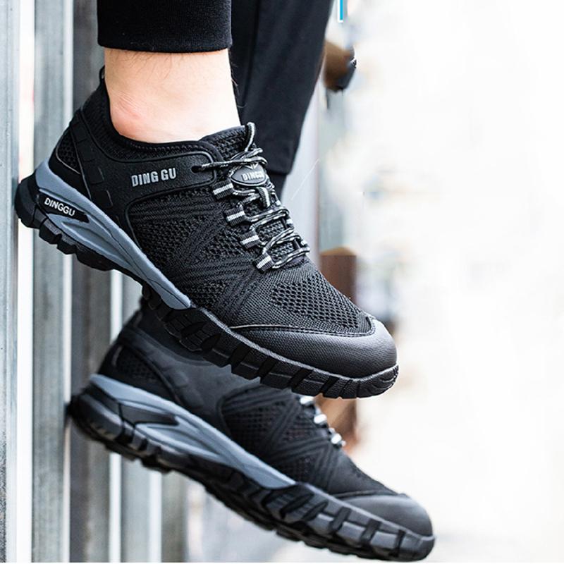 Oulylan Men's Lightweight Safety Boots Steel Toe Anti-Smash Anti-Puncture Breathable Summer Durable Work Protection Shoes