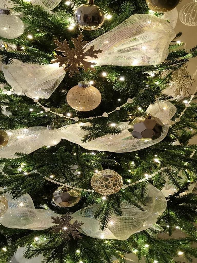 1PC Christmas Tree decoration gold PP yarn with Christmas decoration pendant Metal net/Christmas ribbon/gift wrapping ribbon
