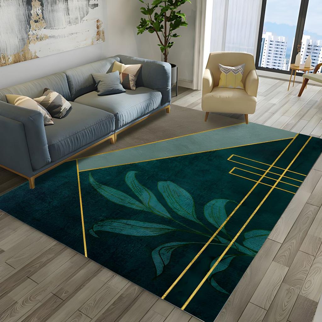 Nordic Carpet INS Style Living Room Rug Sofa Coffee Table Mat Bedroom Full Room Coverage Stain-Resistant Simple Geometric Grid