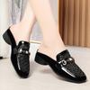 Spring and Summer Breathable Rhinestone Cowhide Sole Comfortable Hollow Single Shoes Women's Flat Fashion Sandals