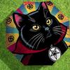 Black Cat with Pentagram Necklace Pop Art Print Umbrella - Auto Open/Closed, Outdoor Travel Accessory, Lightweight and Durable 056