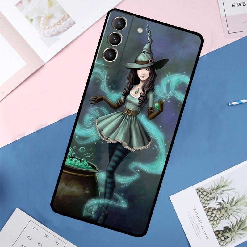 Halloween Moon Witch Horror Case For Samsung Galaxy S25 Ultra S21 S22 S23 S24 Ultra S9 S10 Plus S20 FE S25 FE Back Cover