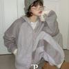 The Pink Women Half Fleece Hooded Jacket + Wide Pants
