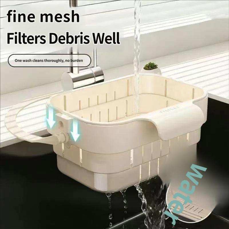 Hanging Sink Storage Basket, Expandable Drain Basket Set for Sink-Side Draining, Produce Washing, and Sponge Storage, Space-Saving Plastic Design, Set
