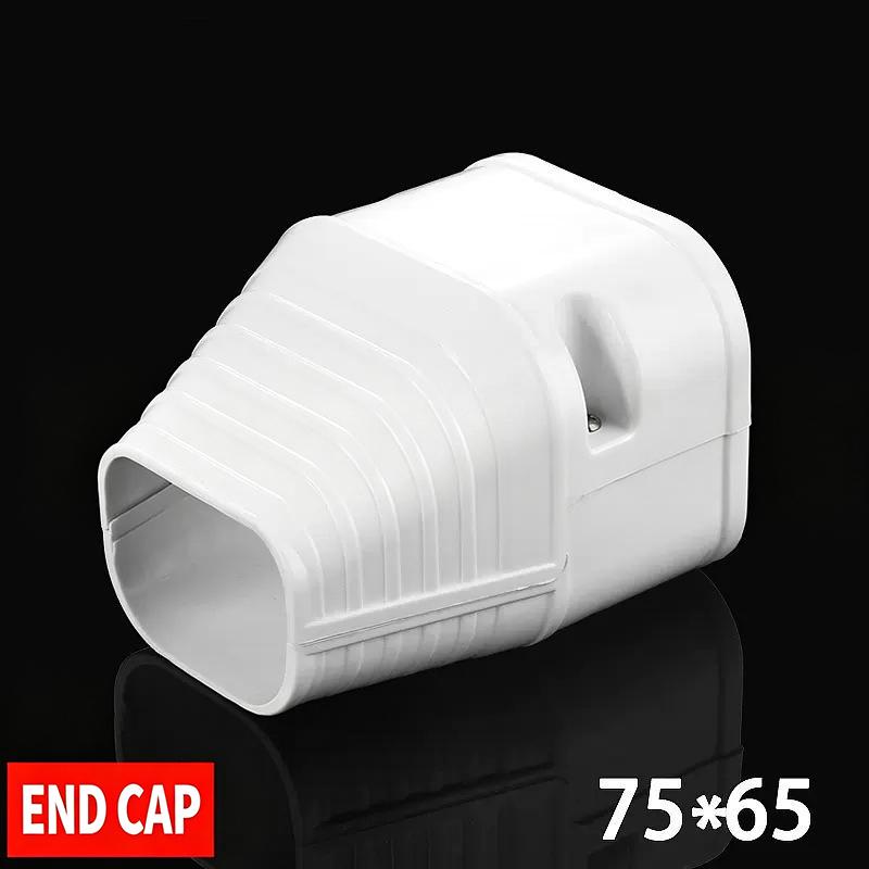 75*65Mm Air Cond Lineset Cover System Pvc White Coupling End Cap Cover Flat Elbow Easy To Install Wall Entry Mouth Air Cond Pipe