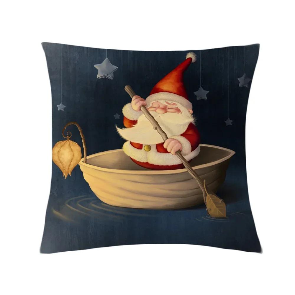 Home Decor Funny Santa Claus Pattern Cushion Cover Pattern Cushion Cover Suitable for Sofa Bedroom Car Pillow Cover