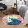 2D Peacock Design Round Doormat Flannel Soft Entryway Mat Home Decor Living Room Carpet