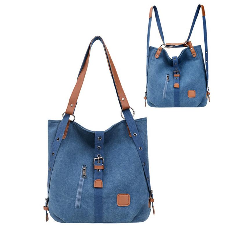 Fashion Canvas Shoulder Bag Women's Backpack New Multi Functional Crossbody Bag Outdoor Leisure Portable Bag