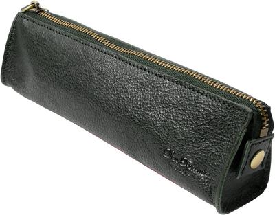 Dom Teporna Genuine Leather Pencil Italian Smooth Holds Fountain Green Case, Slim, Stylish, Leather, Zipper, Small, Pens, Stationery,