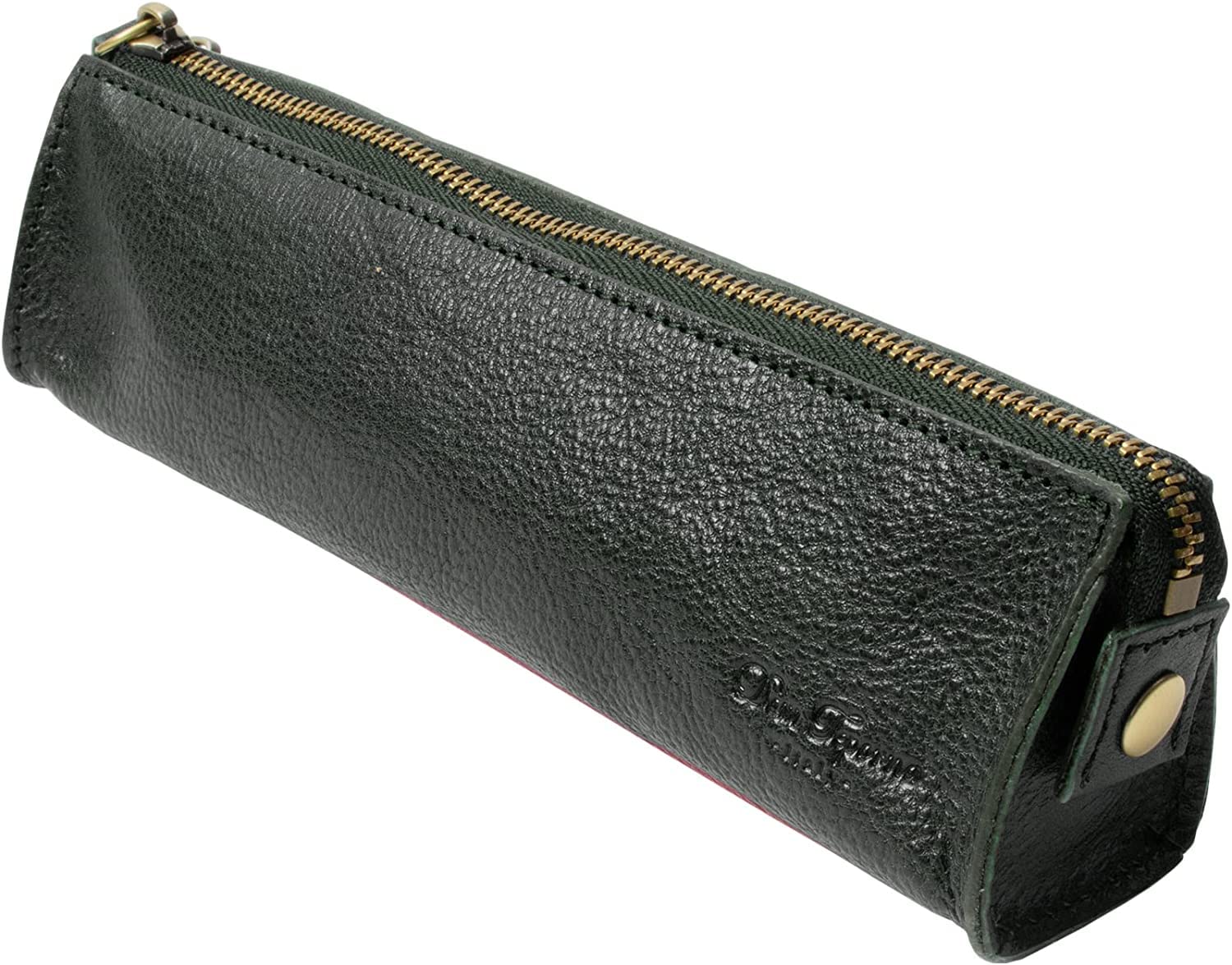 

Dom Teporna Genuine Leather Pencil Case, Slim, Stylish, Italian Leather, Smooth Zipper, Small, Holds Fountain Pens, Stationery, Green