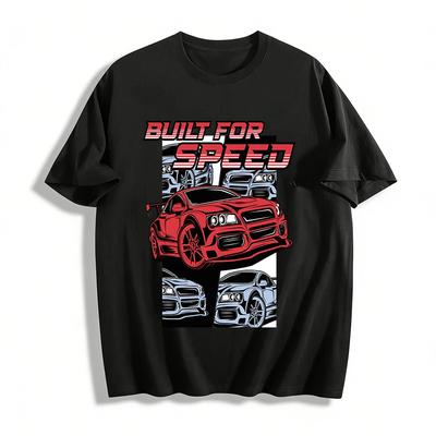 Built For Speed Racing Car Graphic Tee Men's Motorsport Streetwear Top Pure Cotton T-shirt