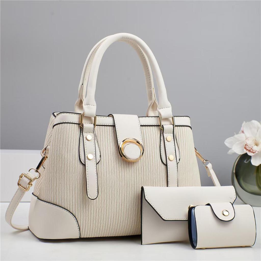 Retro Three-Piece Handbag Set: Large Capacity, Fashionable, Versatile Women's Shoulder & Crossbody Bag
