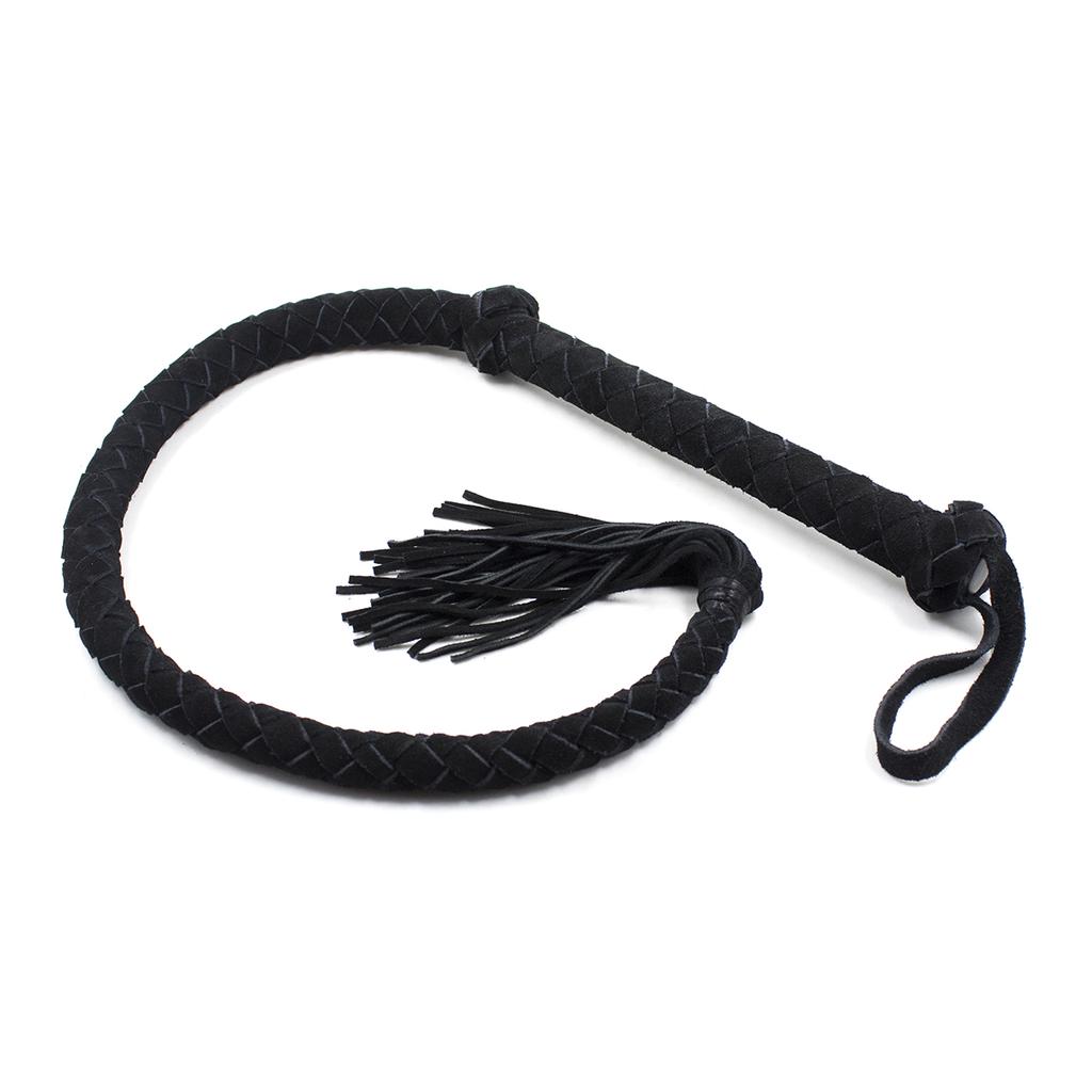 VaHppy Genuine Leather Adult SM Toys Snake Whip 108cm 250g Black/Red Fringed Ponytail Braided Conditioning Spanking