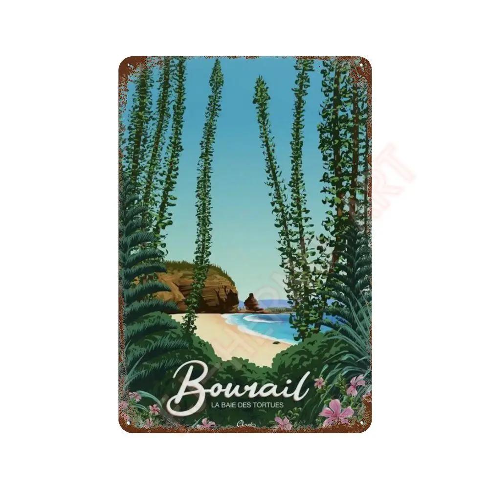 Nordic Travel Poster Aesthetic Vacation Illustration Metal Tin Sign Plaque Wall Mural Plates Home Decoration Kawaii Room Decor