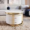 2Pcs 27.6 Inch Nesting Coffee Table Minimalist Round Coffee Table Side Tables With 2 Drawers Circular Center Table For Bedroom
