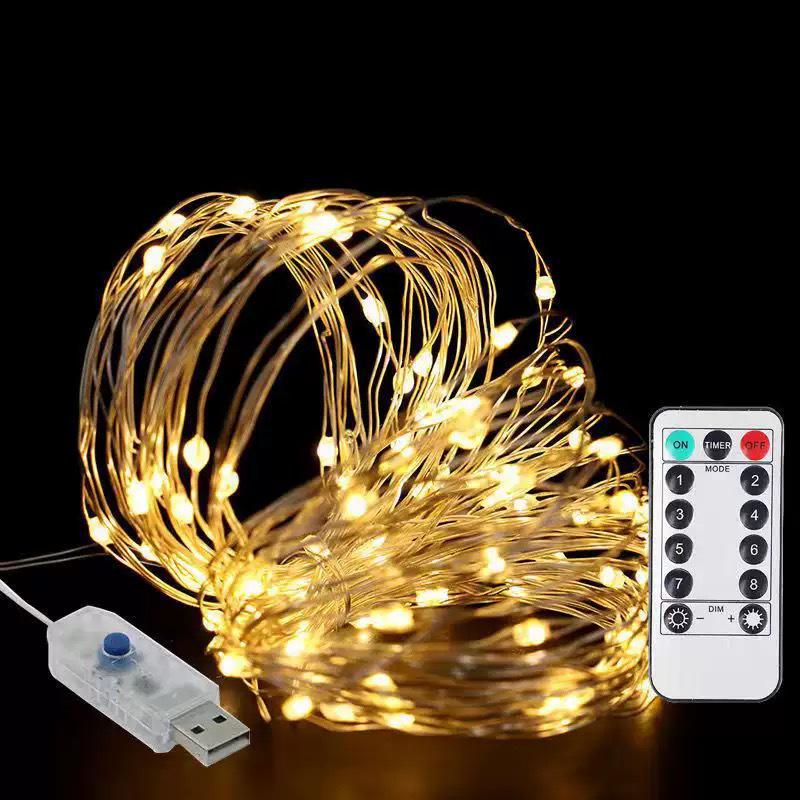 Dimmable USB Remote LED Fairy Lights - Copper Wire for Christmas, Holidays, Rooms, Outdoors, and Camping