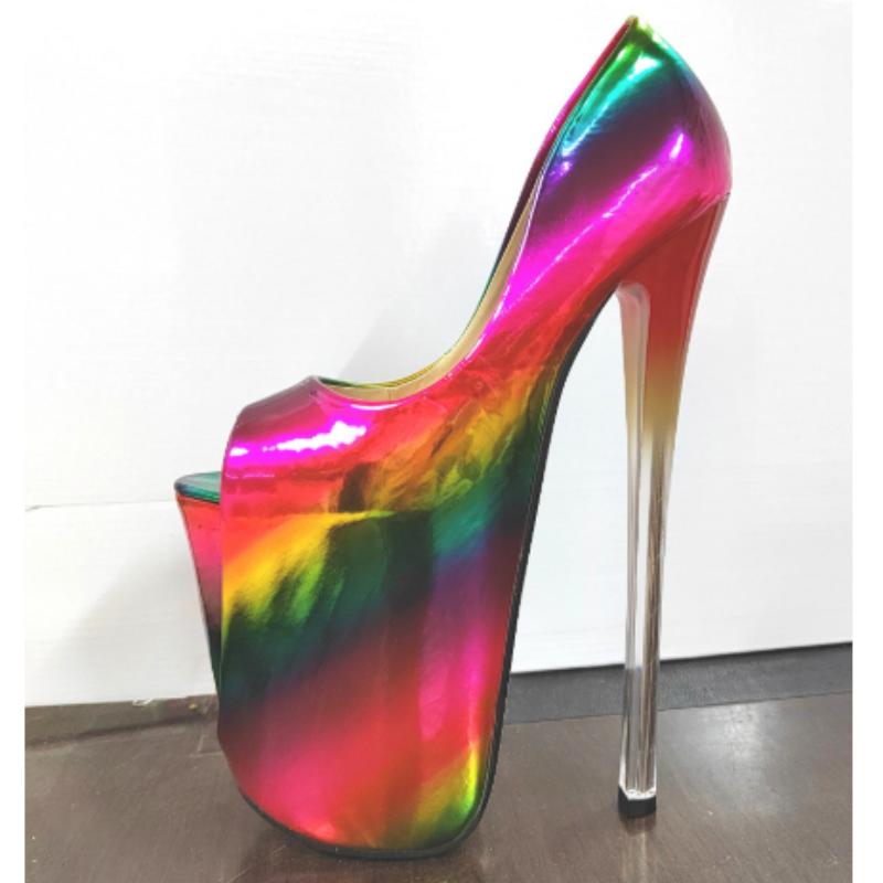 

Сексуальные туфли на очень высоком каблуке 22 см, туфли-лодочки на платформе, женские, лакированные, красные, зеленые, на каблуке, для свадебной вечеринки, для стриптиза, большой размер 50 46