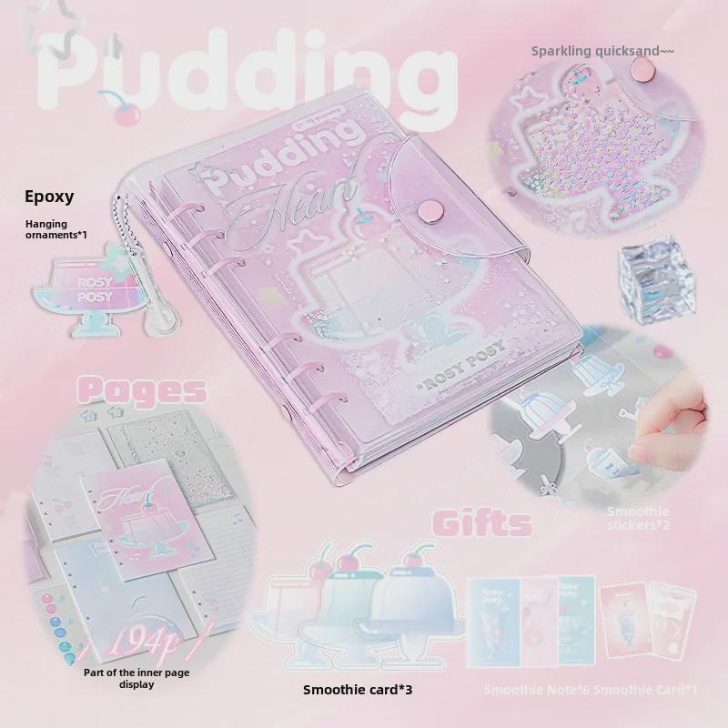 

Мягкий блокнот для смузи серии RosyPosy Frosty — летнее прохладное девчачье издание в форме сердца розовый