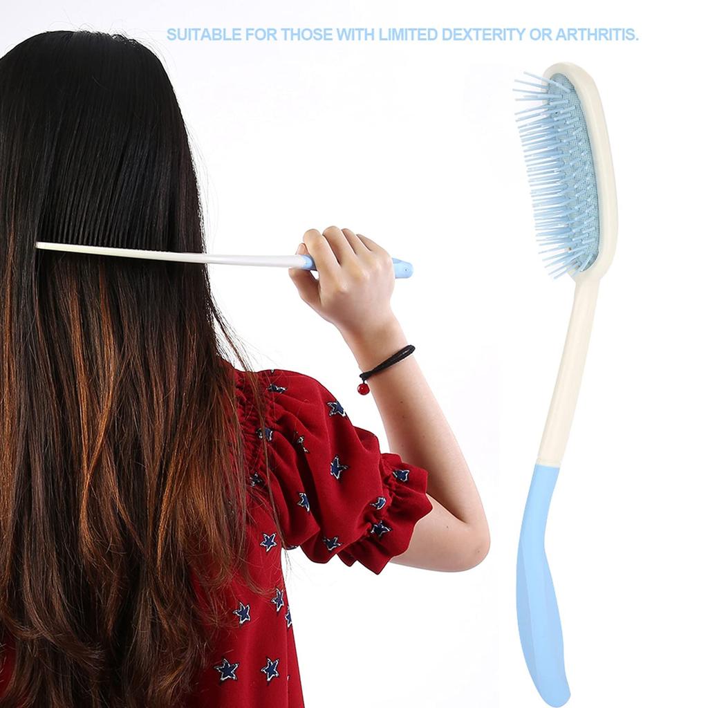 comb and brush ergonomic suitable for those with limited dexterity or hair care tool Long-reach set, design, non-slip handle, durable, arthritis,