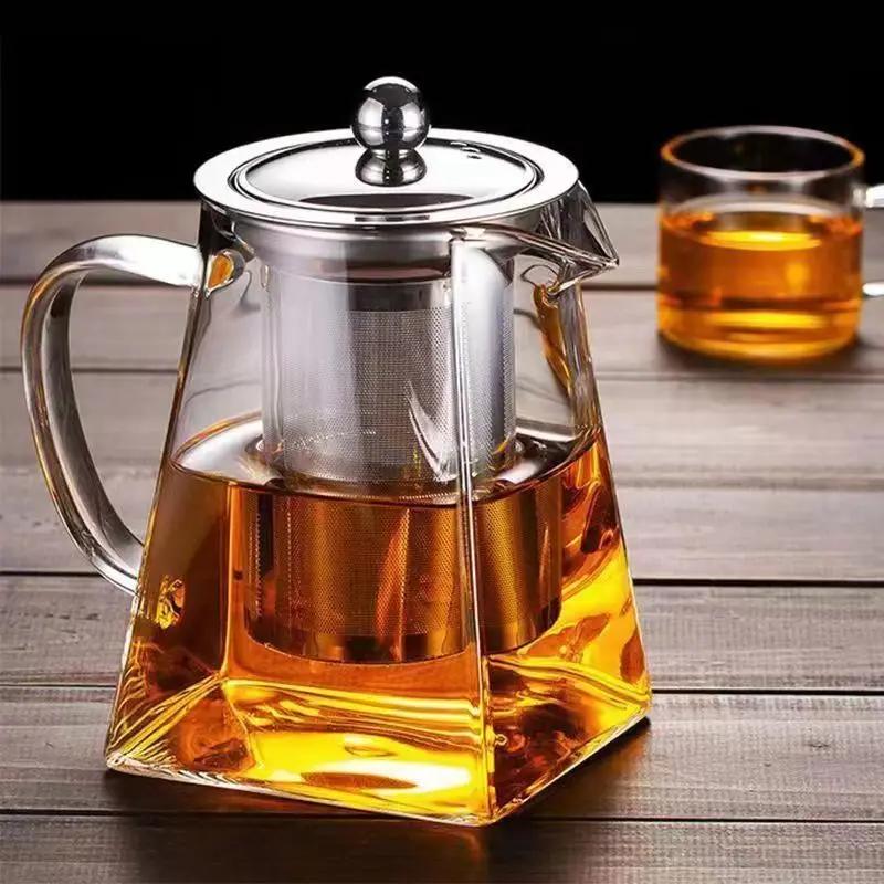 Tea Infusers 550/750/950ML Stainless Steel Infuser Bottle Heat Resistant Glass Teapot Household Teaware Tea Infuser Clear Kettle