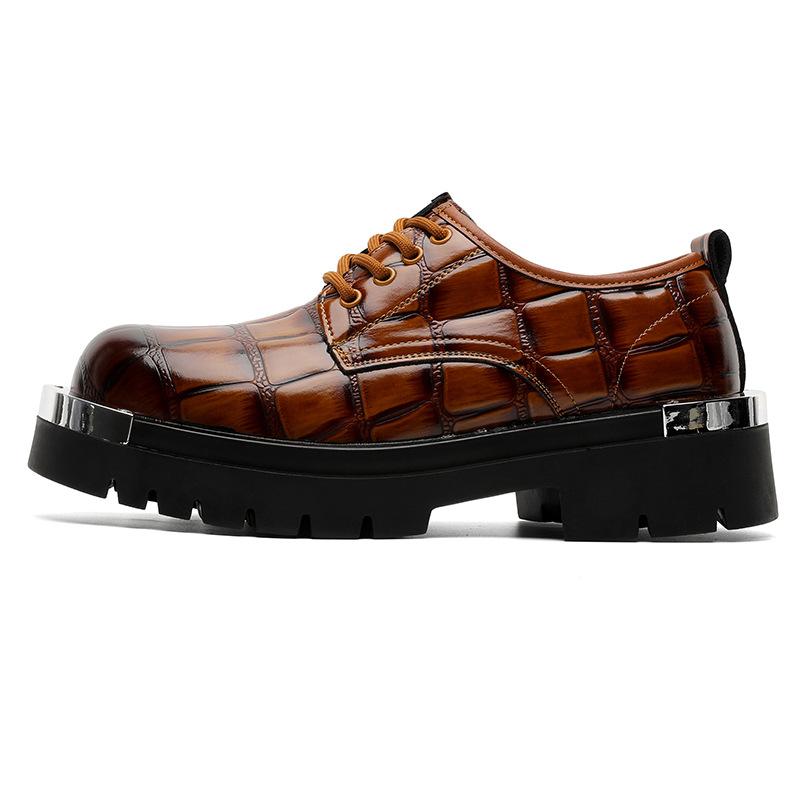 Scarpe Derby stile britannico giovanile testa larga scarpe in pelle motivo coccodrillo casual scarpe taglia grande