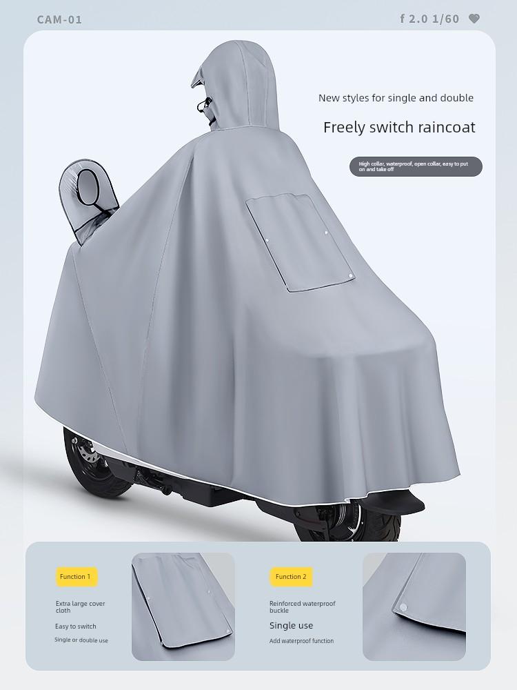 Electric Scooter Raincoat for Two People, Men and Women, Thickened and Enlarged, Long Full-Body Rain Poncho for Heavy Rain, Motorcycle Riding Rainwear