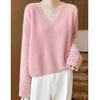 Suéter para Mulheres Inverno Gola V Engrossado Pulôver Quente Tricotado Elástico Manga Longa Oversize Suéter Tops